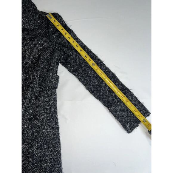 Juicy Couture Coat Size 4 Black 100% Wool Tweed Mid-Length Gold Buttons Classic - Picture 10 of 16